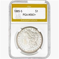 1885-S Morgan Silver Dollar PGA MS63+