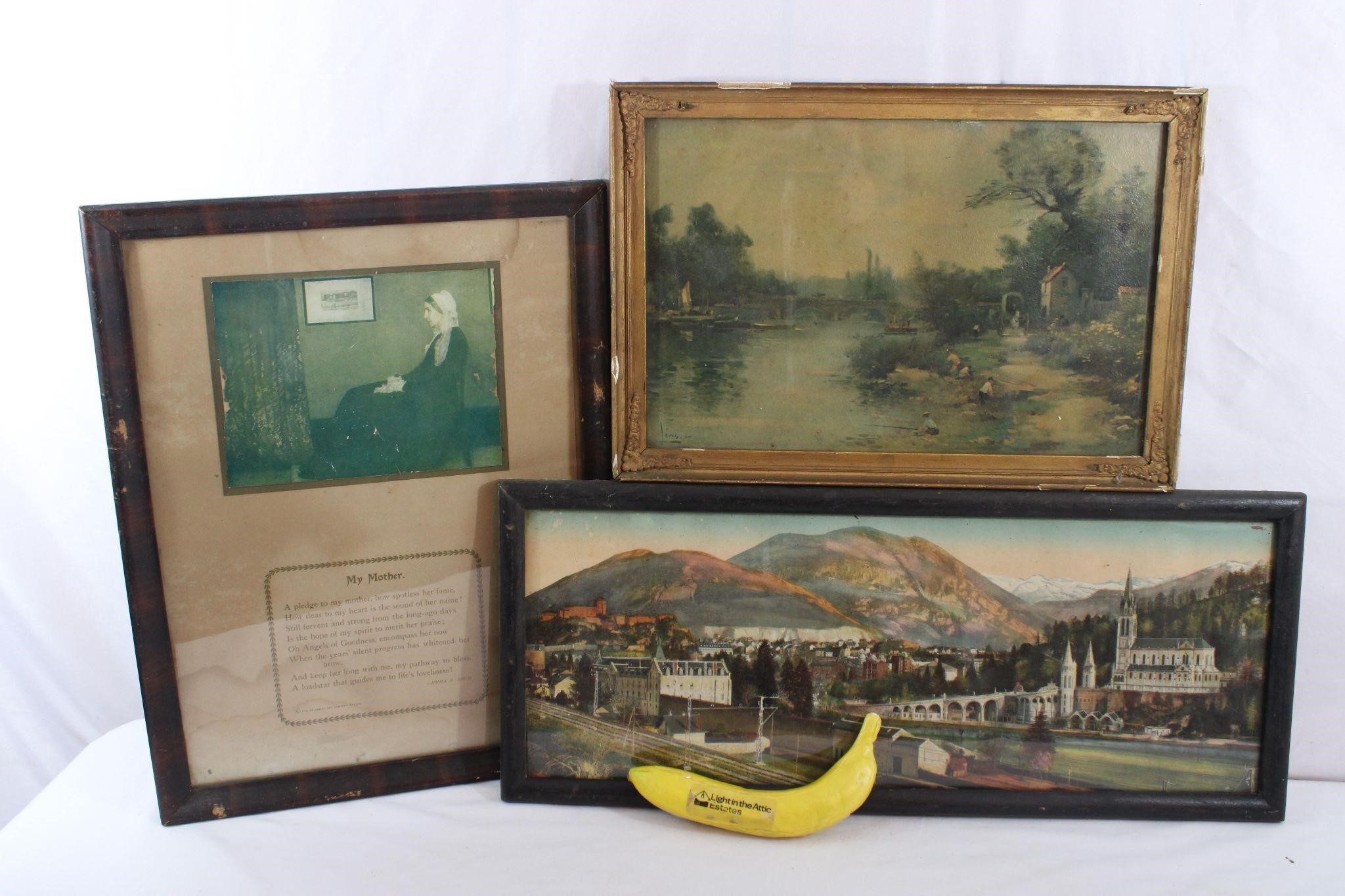 3 Vtg. Prints - Landscapes, Whistler's Mother++