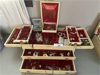 Jewelry box full of vintage costume jewelry
