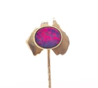 10ct Yellow gold & opal doublet stick pin,