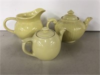 2 Tea Pots and 1 Small Pitcher, Yellow