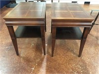 Pair Vintage End Tables with Shelf, 23h x 17w x 26