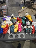 1 Box w/9+/- Porcelain Headed Stuffed Clown