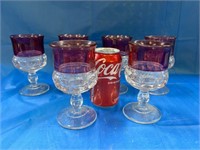 6 Vintage Kings Crown Thumbprint Water Goblets