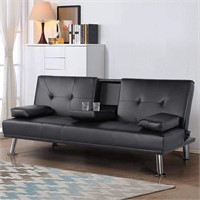 ($240)Yaheetech Modern Faux Leather Futon Set Conv