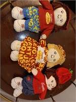 3 Campbell's soup kids cloth dolls.