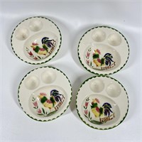 4 Mid Century Cardinal China Egg Cup Plates