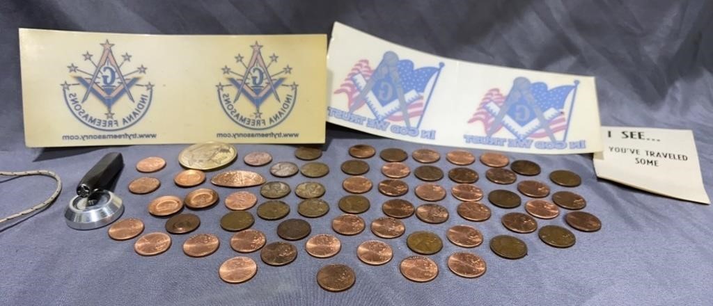 Masonic Stickers, Stamp & Stamped Pennies