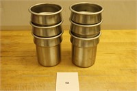 Six stainless steel chaffing table inserts
