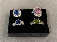 (4) Sterling Silver Rings