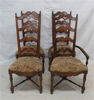 Set of Four Oak Ladder Back Dining Chairs