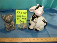 3pc Ceramic Banks - Godinger Bear / Pig Bank / Cow
