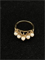 Mid-Century 10K Gold Ring with Pearls