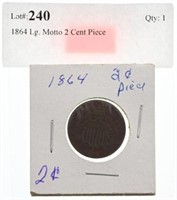 1864 Lg. Motto 2 Cent Piece