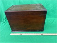 Antique cherry wood box with hinged lid