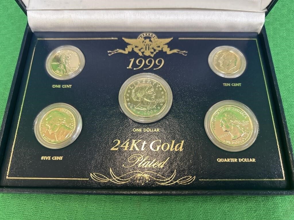 Set of 1999 gold plated 24k coins