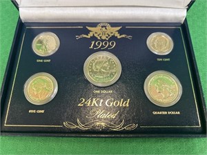 Set of 1999 gold plated 24k coins