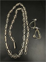 Sterling silver necklace and earrings