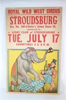 Royal Wild West Circus Poster w/Elephant