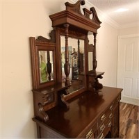 Victorian Mirror Backed Oak Sideboard