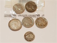 LOT OF WAR NICKELS SILVER COINS BUFFALO DIME