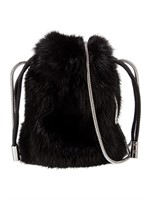 Alexander Wang Black Fur Drawstring Shoulder Bag