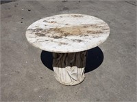 Outdoor two piece side table w/ marble top &