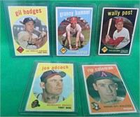 5x 1959 Topps Baseball Cards Adcock Hodges Post ++