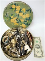 Vintage Tin Filled w Watches & Parts