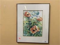 John Stengel Floral Watercolor, Framed
