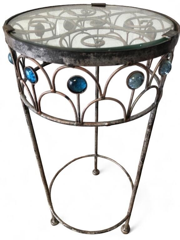 Metal & Glass Outdoor Garden/Plant Table Stand