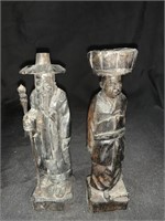 2 CARVED WOOD 6 “ ASIAN FIGURES