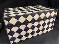 BLACK & WHITE CHECKERBOARD DECORATIVE BOX -