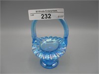 Fenton Miniature #37 basket- Saphhire blue carnivl