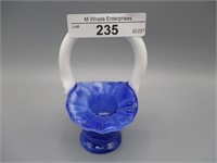 Fenton Miniature #37 basket- Blue Slag
