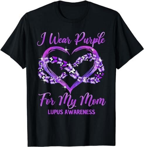 Wear Purple for My Mom Crew Neck Graphic Women’s T