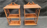 Vintage matching pair of mahogany 3 - tier wall