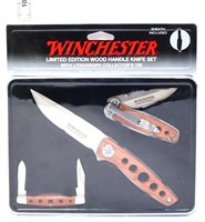 Winchester wood handle knife set in org package