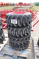 (NEW) LOT OF (4) 12-16.5 MARCHER SKID STEER TIRES