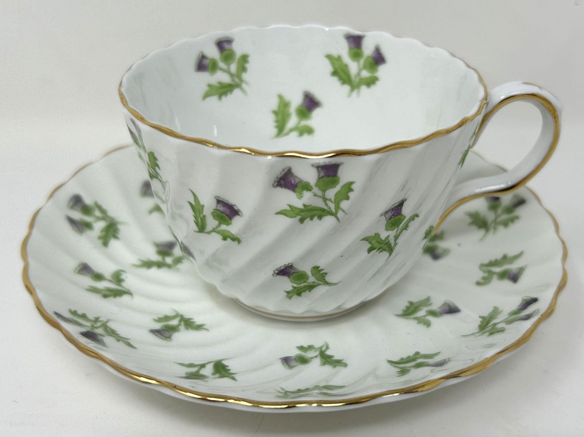 Aynsley Scotch Thistle Cup & Saucer