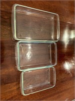 Lot of 3 Pyrex Nesting Glass Pans