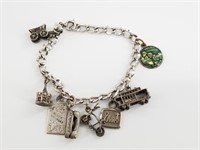 Sterling silver charm bracelet, 22 grams total wei