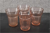 4 Jeannette Pink Depression Glass Tumblers