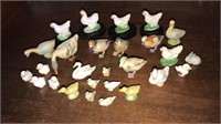 Porcelain, metal duck , chicken and Bunny