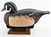 Cork body wood duck drake decoy unsigned with