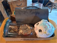 clock, piggy bank and lunch pail