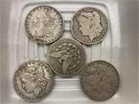 (5) Morgan Silver Dollars