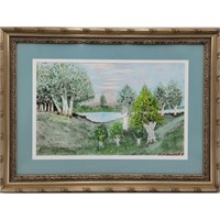 Watercolor Landscape Painting Signed Huntley Disn