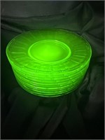 12PC lot Vintage Uranium Glass Dessert Plates