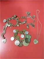 Vintage charm bracelets and a necklace